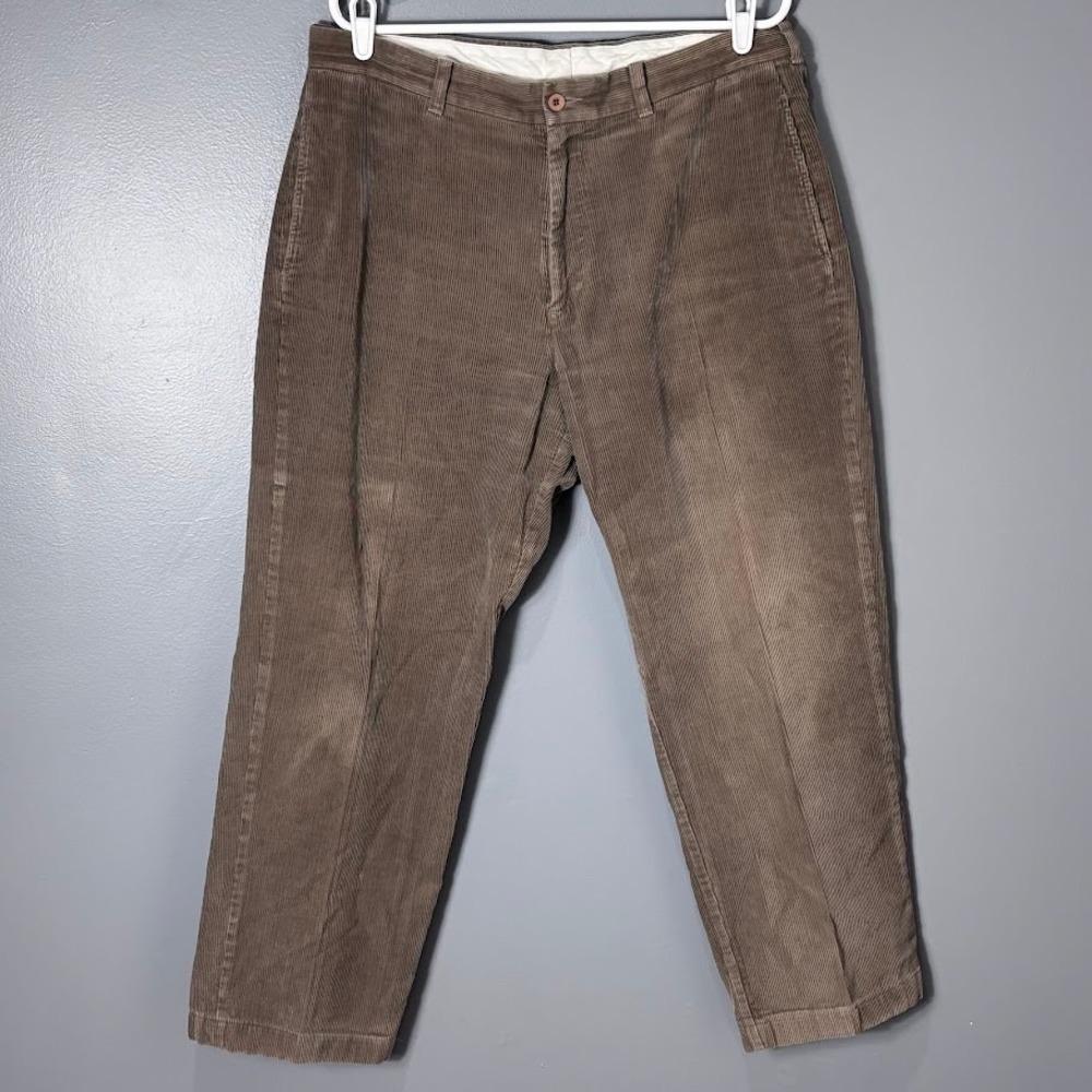 Brooks Sport Mens Brown Corduroy Pants 36x32 Straight Leg 100% Cotton Brown